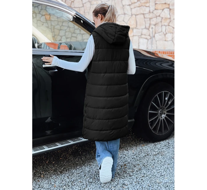 Dámská dlouhá prošívaná vesta černá FashionStreet TY5267 Dámská dlouhá prošívaná vesta černá FashionStreet TY5267