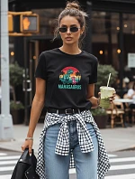 Dámské tričko s potiskem Mamasaurus ke Dni matek černé FashionStreet NX5027RY