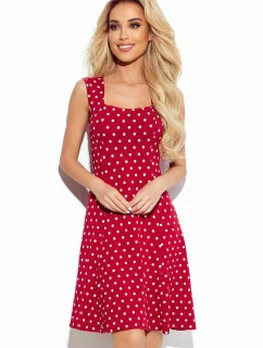STELLA Dámské šaty v bordó barvě s puntíky a výstřihem ve tvaru model 22121287 - numoco