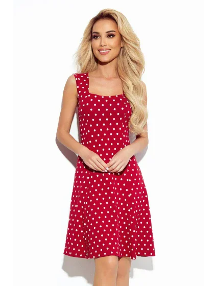 241-2 STELLA Šaty se skládaným výstřihem - kaštanové s pruhy