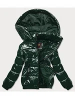 Lesklá zelená dámská bunda se lemem model 16982552 - Libland