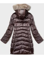Hnědo-béžová dámská zimní oboustranná bunda s kapucí (B8202-14046) Hnědo-béžová dámská zimní oboustranná bunda s kapucí (B8202-14046)