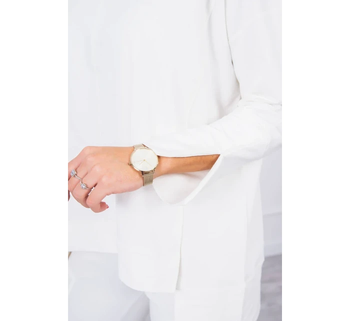 Souprava s oversize halenkou v barvě ecru