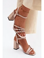 Dámské sandály na podpatku s pásky Vinceza béžové