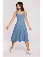 B218 Přiléhavé šaty bez rukávů - modré