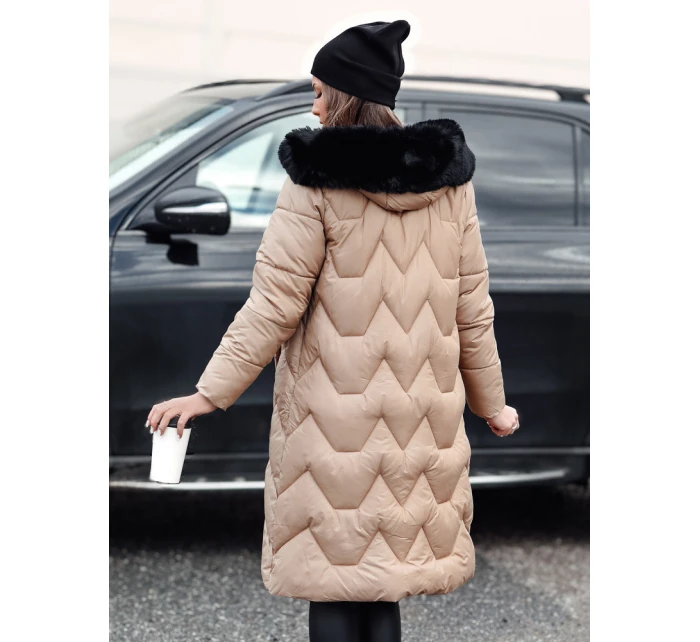 Dámská zimní prošívaná dlouhá bunda béžová Dstreet model 21982622 - FashionStreet Dámská zimní prošívaná dlouhá bunda béžová Dstreet model 21982622 - FashionStreet
