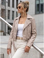 Dámská bunda ve stylu Ramones s koženým páskem, béžová, FashionStreet TY5719