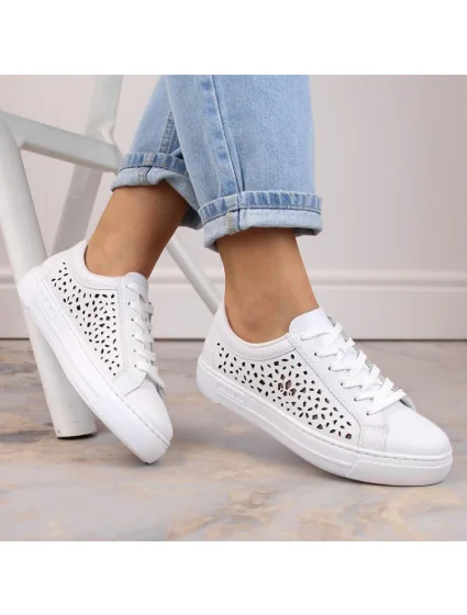 Kožená pohodlná obuv Rieker W RKR641 white