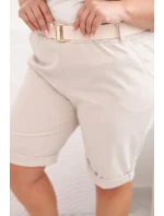 Dámské bavlněné šortky Plus Size s páskem béžový Dámské bavlněné šortky Plus Size s páskem béžový