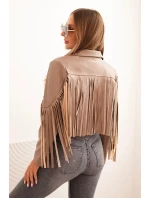 Dámská bunda z eko kůže s třásněmi ve stylu boho fango Dámská bunda z eko kůže s třásněmi ve stylu boho fango