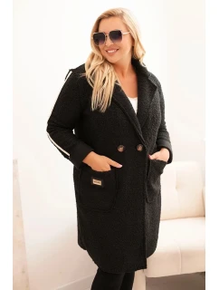 Dámský kabát Plus Size z s kapsami černý model 21297072 - K-Fashion