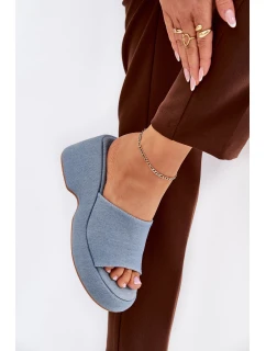 Dámské Pantofle Na Platformě A Klínu Džínové model 21687988 - Boto