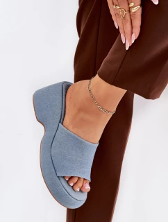 Dámské Pantofle Na Platformě A Klínu Džínové model 21687988 - Boto