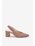 Dámské sandály s  na podpatku  Taupe model 22221087 - Zazoo