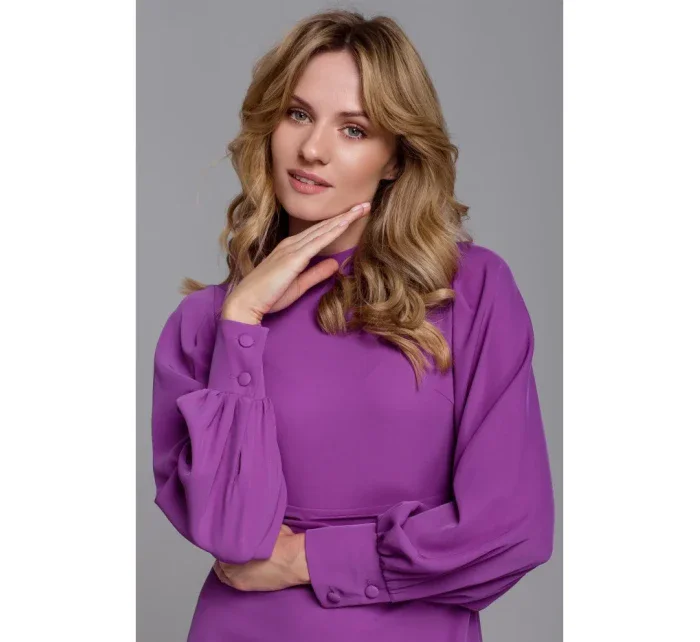 K078 Šaty s nabíraným páskem - levandulová K078 Šaty s nabíraným páskem - levandulová