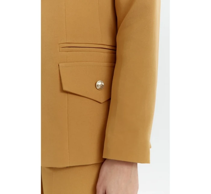 K141 Blejzr s dvojitými kapsami s klopou - skořicový