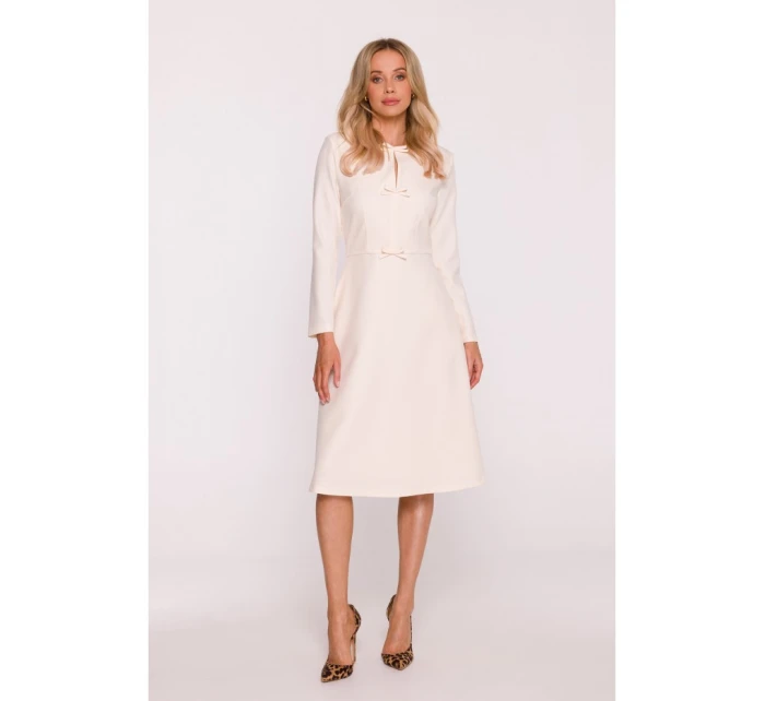 S414 Šaty s mašlí - slonová kost S414 Šaty s mašlí - slonová kost
