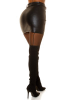 Sexy Highwaist faux leather Miniskirt with belt