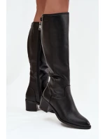 Kozačky na podpatku 58589 černé - Step in style