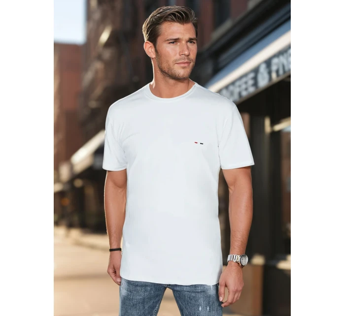Pánské bílé tričko s výšivkou FashionStreet RX5640
