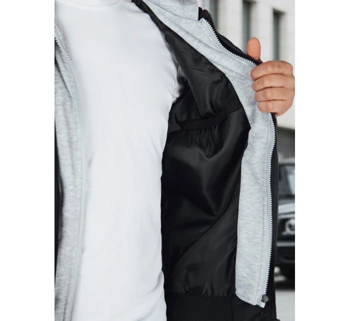 Pánská bunda bomber s kapucí černá FashionStreet TX5021 Pánská bunda bomber s kapucí černá FashionStreet TX5021