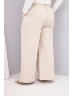 Dámské kalhoty Plus Size s širokou nohavicí a vysokým pasem béžové