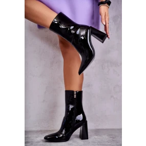 Dámské lakované kozačky Černé model 21596935 - Boto