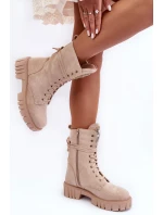 kožené workery s ozdobou Bežové model 21635088 - Boto kožené workery s ozdobou Bežové model 21635088 - Boto