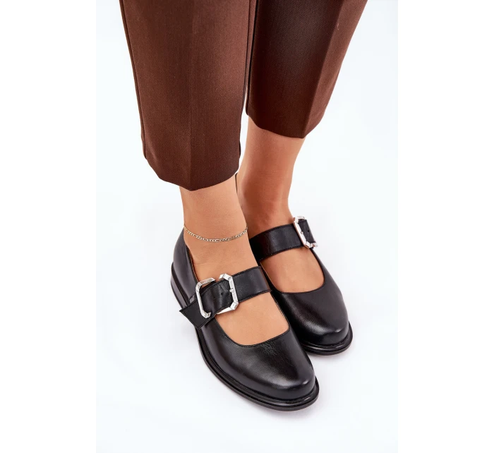 Kožené dámské polobotky s přezkou Laura model 21690042 Černé - Laura Messi