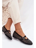 Dámské baleríny s krajkovým vzorem s kamínky a páskem Černé model 21951572 - Boto Dámské baleríny s krajkovým vzorem s kamínky a páskem Černé model 21951572 - Boto