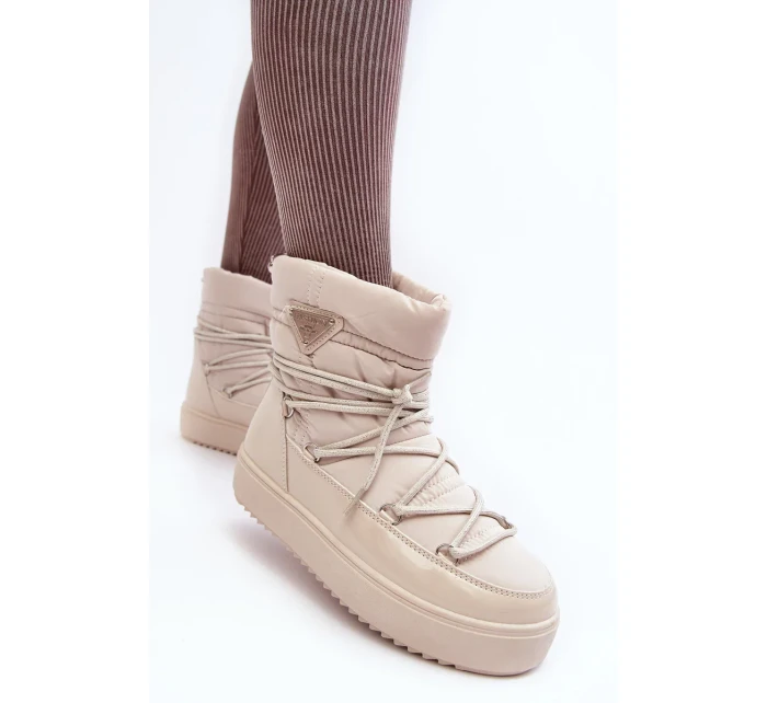 Dámské boty do sněhu na platformě se šněrováním v béžové barvě Dámské boty do sněhu na platformě se šněrováním v béžové barvě