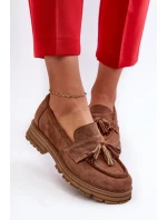 Zazoo Dámské semišové mokasíny s třásněmi, hnědé Zazoo Dámské semišové mokasíny s třásněmi, hnědé