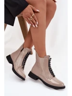 Lakované dámské botky D&A – béžové Lakované dámské botky D&A – béžové