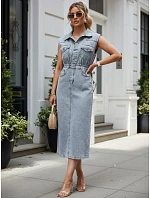 Sukienka damska jeansowa midi bez  model 22221773 - FashionStreet