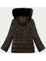 Hnědá prošívaná dámská zimní bunda (V776G)