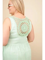 Dámské šaty Plus Size z viskózy s krajkou bez rukávů tmavě mentolové Dámské šaty Plus Size z viskózy s krajkou bez rukávů tmavě mentolové