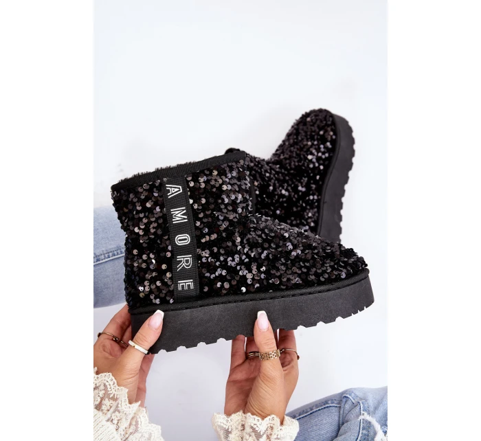 Dámské sněžné boty s platformou zdobenou třpytky černé Silmo Dámské sněžné boty s platformou zdobenou třpytky černé Silmo