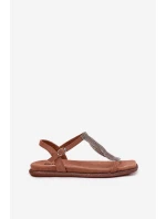 Plné Elegantní Dámské Sandály S  Hnědé model 21693526 - Artiker