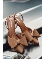 Lodičky s odkrytými patami a mašlí Hnědé Eklevia