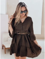 Letní mušelínové šaty LYVONNE tmavě hnědé FashionStreet EY2617