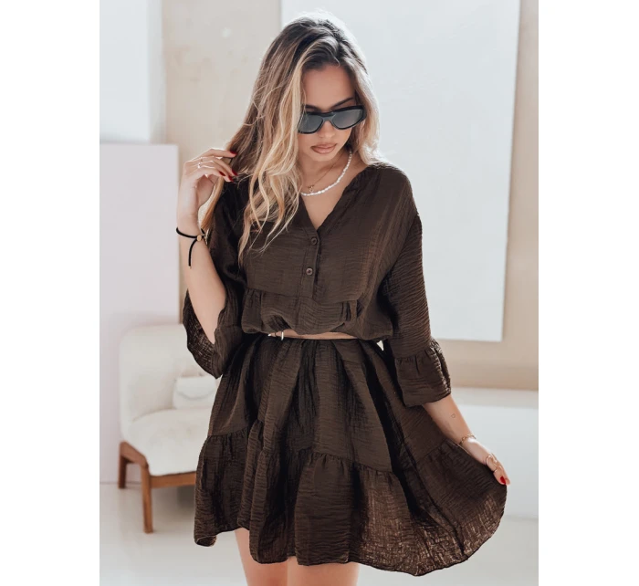 Letní mušelínové šaty LYVONNE tmavě hnědé FashionStreet EY2617