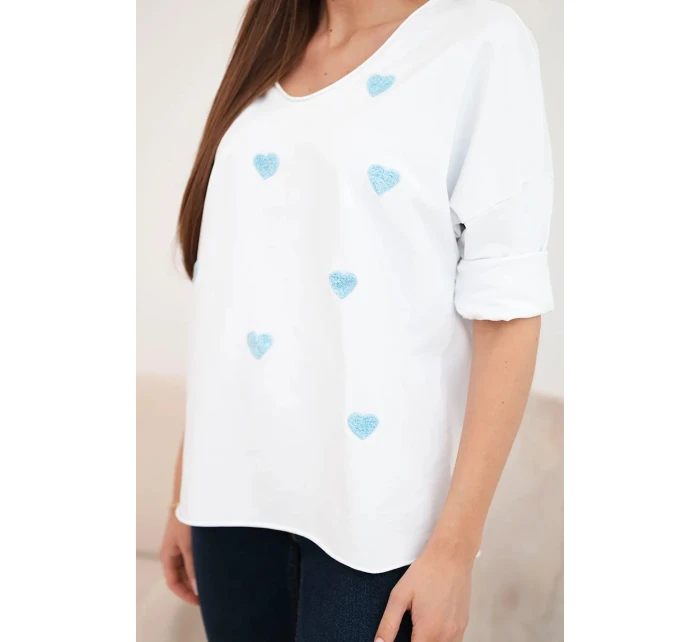 Dámská bavlněná blůza s dlouhým rukávem a srdíčky model 21890100 - K-Fashion