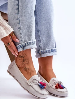 Semišové Mokasíny S Mašlí A šedá model 21616685 - Boto