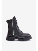 Zateplené boty workerky dámské z eko kůže Big Star MM274578 Černé Zateplené boty workerky dámské z eko kůže Big Star MM274578 Černé
