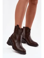 Zateplené dámské kotníkové boty na podpatku čokoládové Brilynn Zateplené dámské kotníkové boty na podpatku čokoládové Brilynn