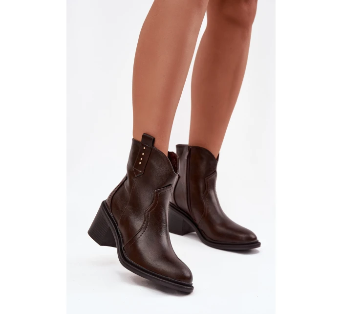 Zateplené dámské kotníkové boty na podpatku čokoládové Brilynn Zateplené dámské kotníkové boty na podpatku čokoládové Brilynn