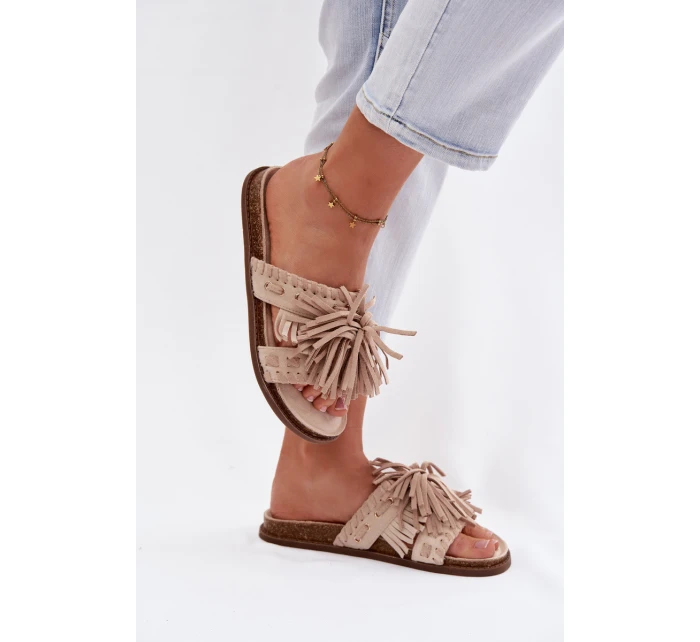 Dámské pantofle Béžové S Fringing Glorinna