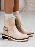 Dámské kozačky s ovčí kůží béžové FashionStreet ZY1249