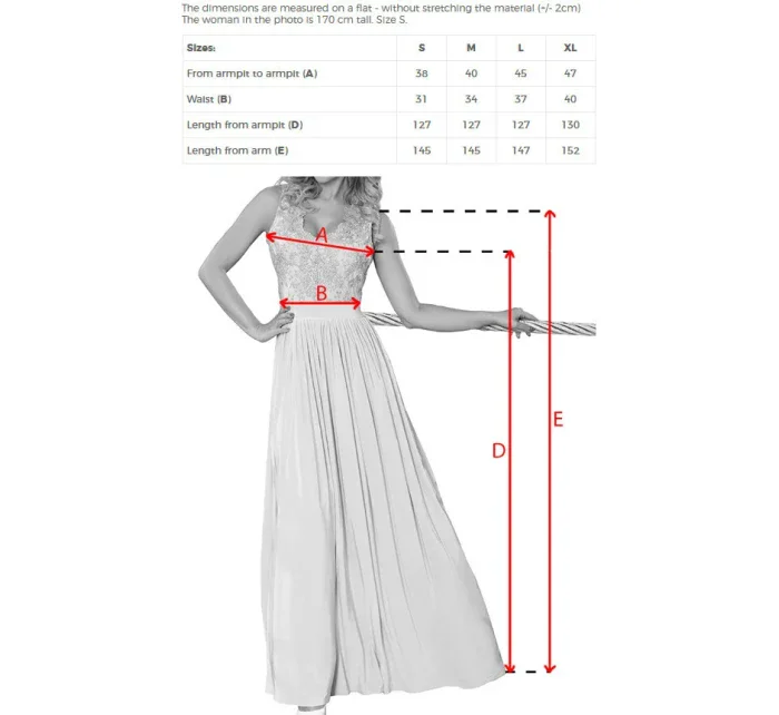 215-4 LEA dlouhé šaty bez rukávů s vyšívaným výstřihem - PASTEL ROSE