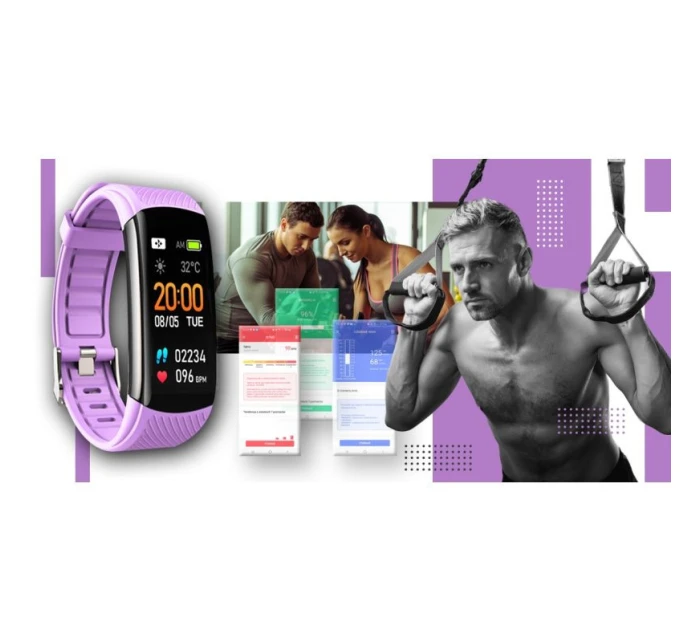 GIEWONT Smartwatch Black Light Purple 2 Stripes GW200-8 GIEWONT Smartwatch Black Light Purple 2 Stripes GW200-8